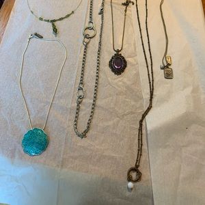 Lot 6 necklaces silver gold blue flower